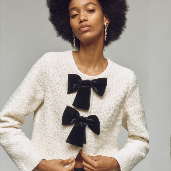 Anthropologie Avec Les Filles NWT Bow Tie Tweed Coquette Balletcore - Picture 2 of 12